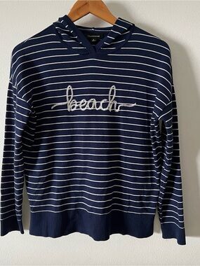 Calligraphie Navy Striped 'beach' Hoodie Sz S